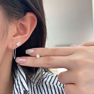 S925 Sterling <b>Silver</b> <b>Stud</b> Earrings Hexagon Claw Setting Platinum Plated For Women Everyday Wear - Product Image 1
