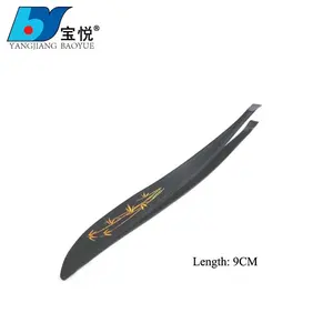 gold stamping Bamboo tree pattern slanted tweezers for eyebrow