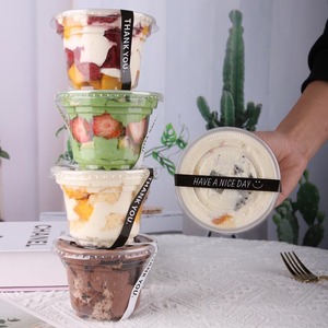 Vaso desechable de plástico transparente de 8oz para bebidas y postres con tapa, contenedor Boba de Material <span class=keywords><strong>PP</strong></span> para helado, platillos de jugo de té de burbujas - Product Image 5
