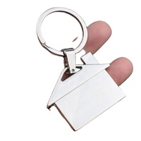 Llavero Personalizado con Logotipo, en Forma de Casa, de Aleación de Zinc Plateada y Duradera, con Grabado Láser para Profesionales Inmobiliarios
