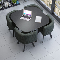 Ensemble de table et de chaises de salle à manger carrée en bambou simple 4 places Style nordique Meubles de salle à manger pour le bureau et les loisirs