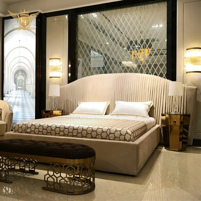 Cama tapizada antigua de lujo, mueble moderno de almacenamiento de madera, tamaño king, para habitación