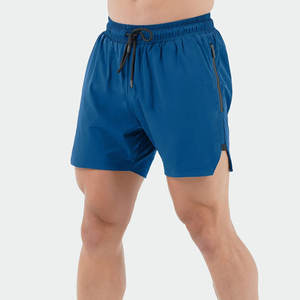 Shorts de sport en toile personnalisés avec logo, taille élastique mi-haute, séchage rapide, imperméables, en polyester/coton pour hommes – Collection été - Product Image 1