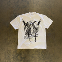 T-shirts pour hommes personnalisés, 250 g/m², 100 % coton, imprimé graphique ailes d'ange, style Y2K vintage, coupe ample, manches courtes