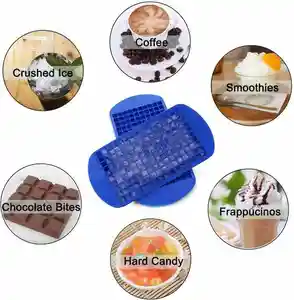 Reusable 160 Mini Square Ice Molds Drink Frozen Round Ball Folding Silicone Ice Cube Tray