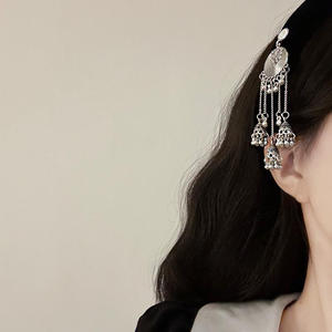 ربطات رأس سوداء مخملية واسعة شرابة للنساء والفتيات رباط رأس للحفلات أغطية رأس إكسسوارات يدوية عتيقة - Product Image 5