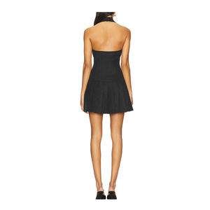 Faux bouton plissé chic ladys hiver formelle <span class=keywords><strong>petite</strong></span> <span class=keywords><strong>robe</strong></span> <span class=keywords><strong>noire</strong></span> pour les femmes - Product Image 6