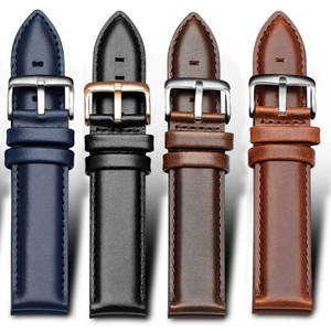 Bracelet de montre 20 mm noir et marron en cuir véritable d'alligator et de vache, faible MOQ en stock, sangles en cuir authentique - Product Image 4