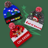 Cappello di Natale Berretto Berretto LED Berretto in maglia invernale Cappelli da neve Cappello per Festa di Natale per adulti