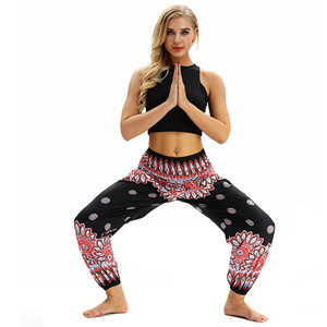 Pantalon de <span class=keywords><strong>yoga</strong></span> pour femme à imprimé pêcheur thaïlandais, longueur intégrale, taille mi-haute élastique, 100 % polyester 160g, séchage rapide, prix de gros abordable, MOQ 1 pièce - Product Image 1
