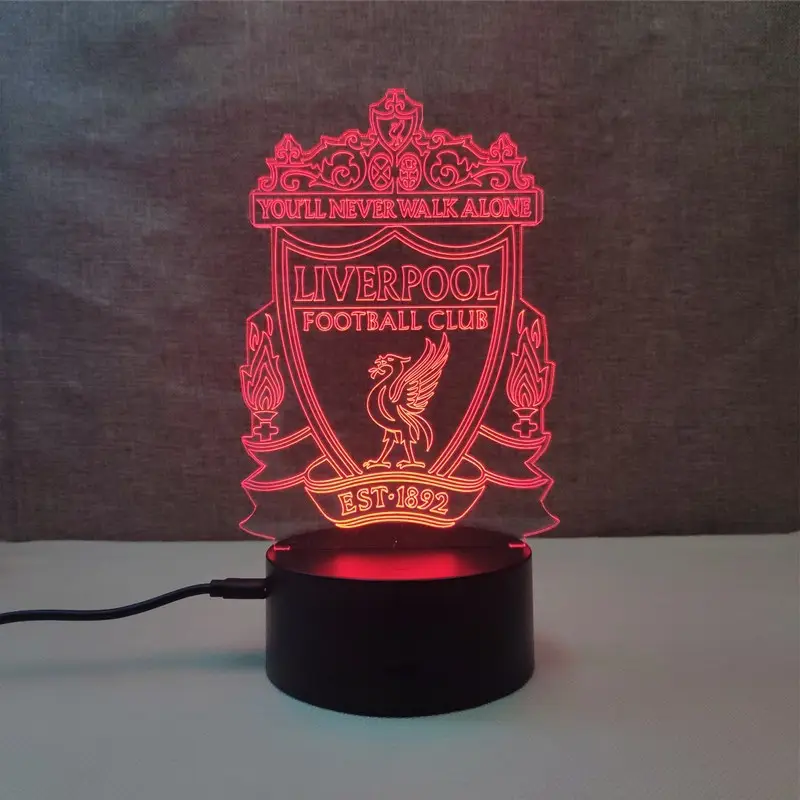 Luz noturna 3D LED de acrílico para clube de futebol, lâmpadas personalizadas com 7 cores para presente e decoração, ilusão de iluminação