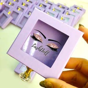 Custom Eyelash Packaging Lashbox Wholesale Eyelash Vendor Square Box Lavender Purple Custom Eyelash Box