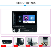 Autoradio Android 14 avec écran tactile rétractable de 7 pouces, GPS, Wifi, autoradio 1 Din, écran télescopique