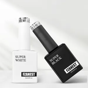 FZANEST Led 슈퍼 화이트 슈퍼 블랙 매니큐어 도매 15ml 병 개인 라벨 컬러 uv 젤 매니큐어