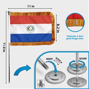 <span class=keywords><strong>Bandera</strong></span> de Escritorio de Paraguay con Borde Dorado 8.2x11, Mini <span class=keywords><strong>Bandera</strong></span> Paraguaya de Mesa con Base de Acero Inoxidable Resistente, Decoración Ejecutiva - Product Image 2