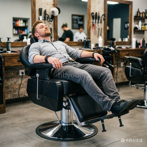 Sillón de Barbería Reclinable para Estilista, Silla de Peluquería Multiusos con Estructura de Acero Resistente - Product Image 2