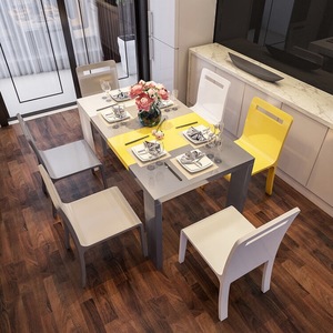 Giá Rẻ Hiện Đại Ăn Nhà Hàng Thiết Kế Nội Thất Gỗ Trắng 6 Chỗ Ngồi Bữa Ăn Tối Dinning Bảng Với Ghế - Product Image 4