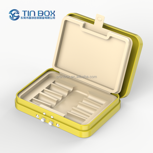 Child Proof Tin Portable Metal Candy Pencil Box Card Holder Tin Case Boxes With Starch-Based Insert