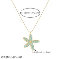 Collier pendentif étoile de mer en émail blanc et bleu plaqué or 18 carats, créature marine, chaîne serpent, bijoux de plage océanique TGXL14816