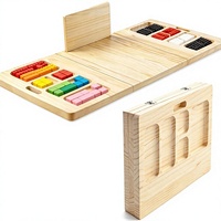 Table de rangement pliante triple en bois avec compartiment de rangement profond, charnière dissimulée, compacte et portable pour la maison et l'extérieur