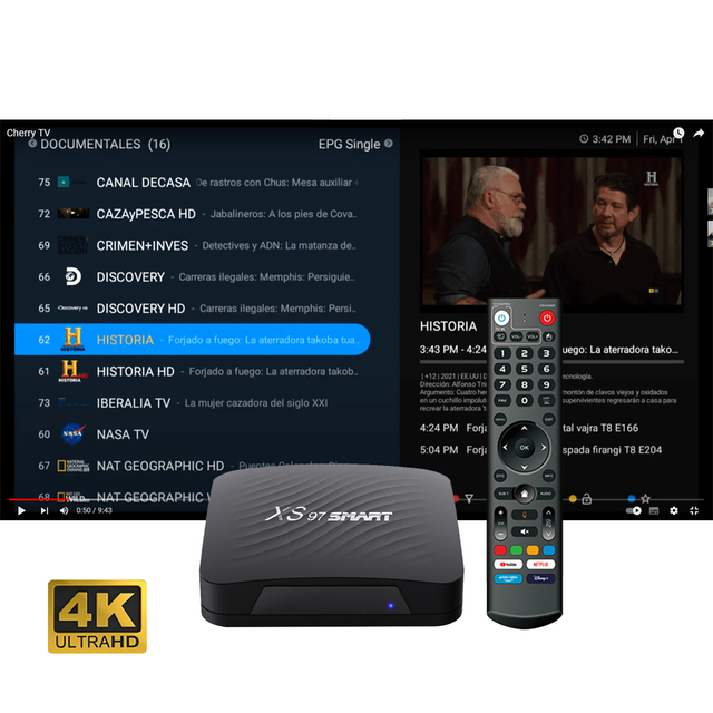 XS97 Smart 4K Android 14 TV Box Quad Core Amlogic S905Y4 with Mali-G31MP2 GPU EMMC 32GB Storage Wi-Fi & Ethernet