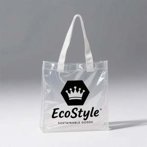 Sac de courses personnalisé recyclable en polyéthylène avec poignée annulaire souple, en LDPE/HDPE, pour supermarché, emballage de vêtements, avec logo - Product Image 1