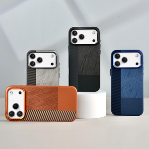 เคสโทรศัพท์หนังแท้แบบต่อผ้าลายหรูหรา L158 สำหรับ iPhone 17 16 15 Pro Max ฝาหลังแม่เหล็กสำหรับ Samsung S26 S25 S24 Ultra - Product Image 1
