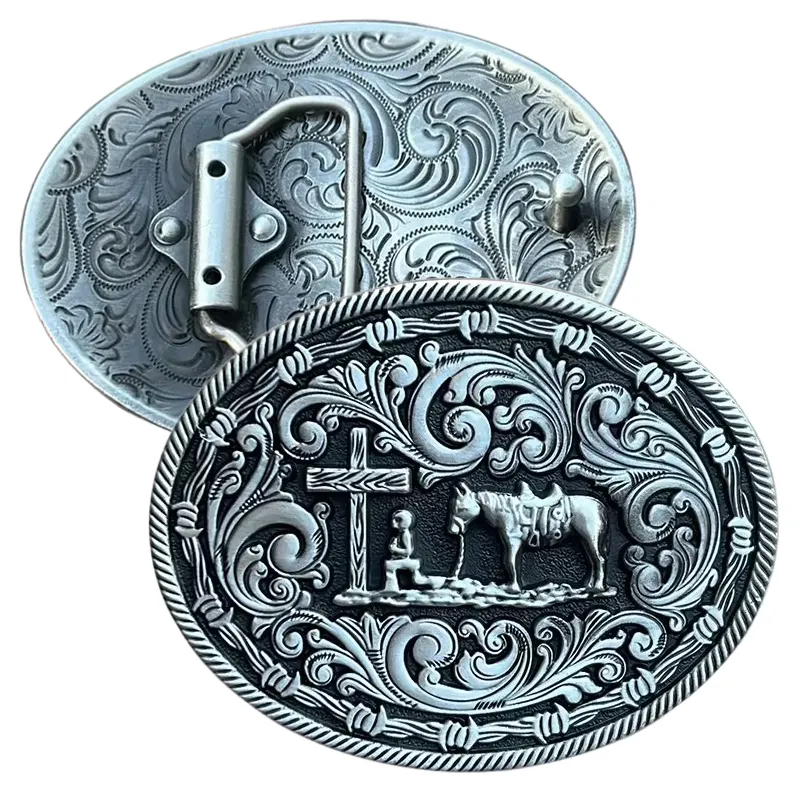 Individuelle Farben modisch Metall Cowgirl Cowboy Platte Western-Gürtelschnalle mit Strass für Riemen