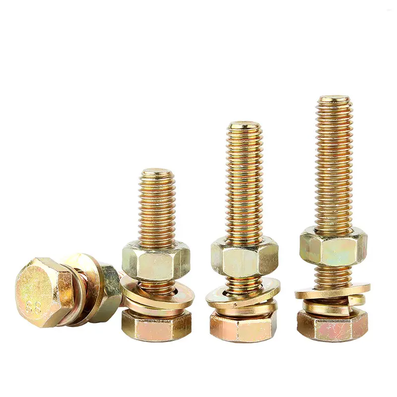 Lớp 8 loại vàng kẽm mạ kẽm Hex Bolt Nut và máy giặt