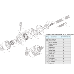 Pièces d'excavatrice ELIC, pompe principale R130 R150 R160 K3V63DT-9N1S/9N01 3LEG-10010, piston axial pour remplacement - Product Image 3