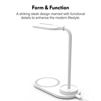 Lampe de table LED moderne à courant continu avec chargeur sans fil, écologique, en PC, à intensité variable en 3 niveaux, commande tactile, veilleuse de lecture 16/70/160LM