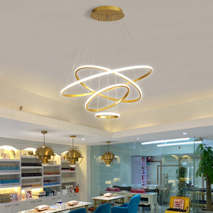 Lámpara Colgante LED Dorada E26 3500K Blanco Cálido, Altura Ajustable, Acero Inoxidable, Ra90 120, Regulable, para Salón - Product Image 6