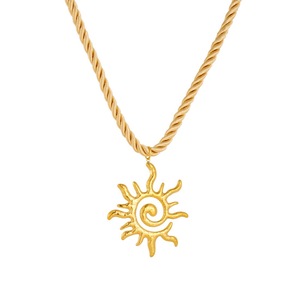 Sun Pendant Necklace Gold Plated Stainless Steel Braided Rope Chain Vintage Jewelry Daily Wear Gift Accessory - Product Image 5
