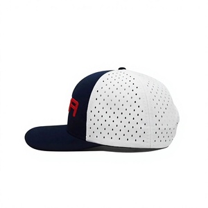 Custom 3D Logo Perforated Golf Curved Brim 5 Panel Laser Cut Hole Cap Breathable Mesh Outdoor Cap Performance Sports <b>Hat</b> - Product Image 3