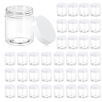 STELLAR PATH - Frascos Redondos de Plástico PET Transparente de 1oz-16oz con Tapas de Rosca para Polvo, Crema, Miel y Manteca Corporal