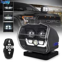 Projecteur laser haute luminosité rotatif à 360 degrés, étanche, 7500 lm, 6500 K, portée 100 m, télécommande pour camion, remorque, SUV, bateau