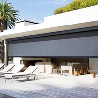 Store de terrasse électrique rétractable coupe-vent, imperméable et ignifuge avec fermeture éclair pour l'extérieur