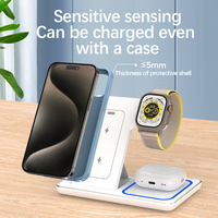 Support de Charge Sans Fil Rapide Multifonctionnel 3-en-1 Portable avec Logo Personnalisé 15W, Chargeur Sans Fil Pliable 3-en-1 pour Téléphone en Gros