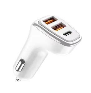 El mejor adaptador de corriente universal para teléfono móvil, 3 puertos USB Dual + tipo C PD 38W, cargador de coche de carga rápida de 12V y 24V