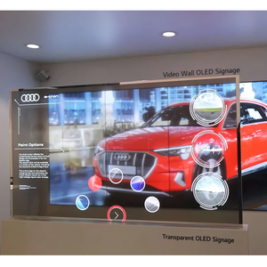 หน้าจอแสดงผลแบบโปร่งใส OEM สำหรับภายในอาคาร ขนาด 55 นิ้ว OLED 6 มม. ฟิล์ม LED แบบยืดหยุ่นติดด้วยกาว ความละเอียด FHD 120Hz รองรับกราฟิก หน้าจอสัมผัส แอนิเมชั่น และระบบนำทาง - Product Image 1
