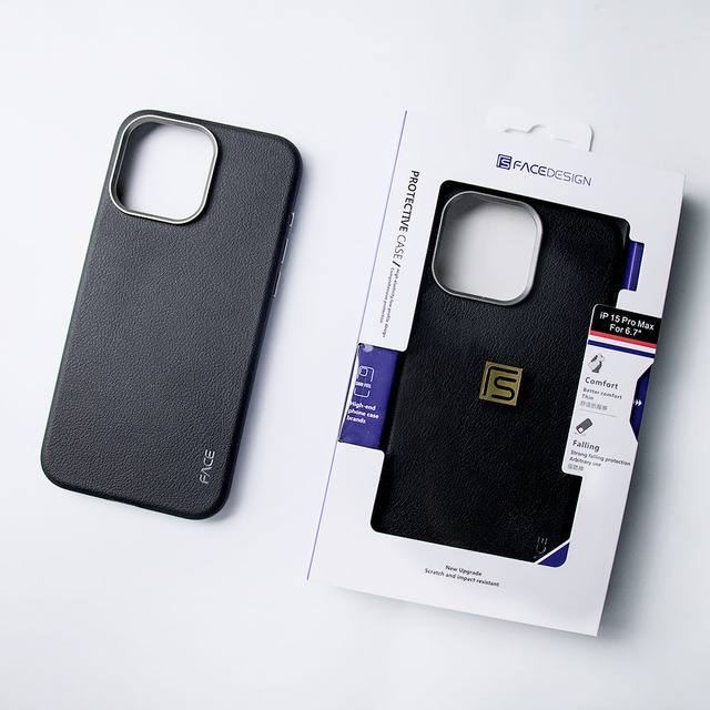 Thin Protective PU Leather Case for iPhone 15 Face Mobile Phone Case