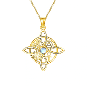 YFN Jewelry <span class=keywords><strong>Collier</strong></span> pendentif pierre de lune noeud de sorcière plaqué argent sterling 925 - Product Image 5