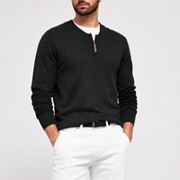 Pull à col zippé pour homme, noir uni, manches longues, col rond, tricoté, décontracté, hiver, logo personnalisé, OEM, vente en gros