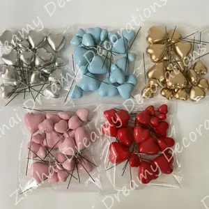 20pcs/bag Heart Shape Mixed Faux Balls Gold Silver Red Blue Pink Ball Happy Birthday Cake Topper Cake Decorations suppliers