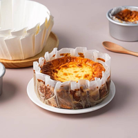 Papier sulfurisé pré-plié pour gâteaux, taille personnalisable, 6 pouces, jetable, pour cheesecake, papier de cuisson pour gâteau basque, 50 pièces