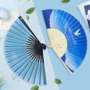 Abanicos Plegables de Bambú y Seda Estilo Amor Nupcial con Patrón de Arte Folclórico y Diseño Floral Pintado y Tallado, Abanicos Decorativos de Papel Hechos a Mano - Product Image 2