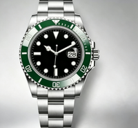 Montre de plongée de luxe pour homme, lunette verte, cadran noir, bracelet en acier inoxydable, étanche, lumineuse, montre-bracelet de style professionnel