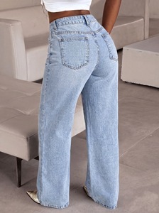 Pantalones vaqueros <span class=keywords><strong>de</strong></span> <span class=keywords><strong>mujer</strong></span> <span class=keywords><strong>de</strong></span> cintura alta, asimétricos, con diseño cruzado, <span class=keywords><strong>de</strong></span> pierna ancha, lavado claro, estilo vintage, con diseño irregular en capas, holgados - Product Image 3