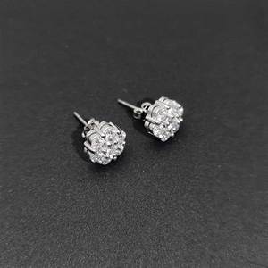 New Style Geometric Zircon-studded Trendy Personalized <b>Stud</b> Hip-hop Earrings High-end <b>Silver</b>/Gold Plated Brass Men Women - Product Image 1