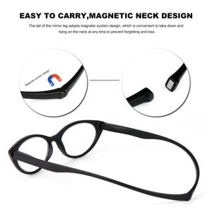 2024デザイナー卸売ファッショナブルな黒猫目磁気老眼鏡ハンギングネックマグネット老眼鏡女性用 - Product Image 2